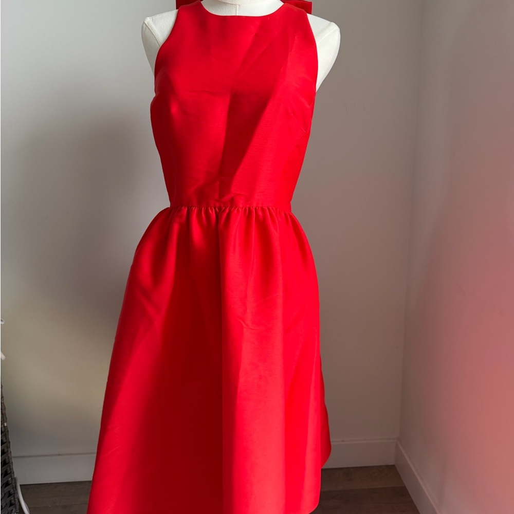 Kate Spade Fit-and-Flare Bow Dress — Red, Size 4